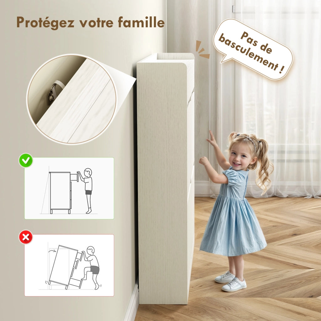 Scarpiera con 8 scomparti e 6 cassetti ¨C zephmum ¨C bianco 98x19x95 cm
