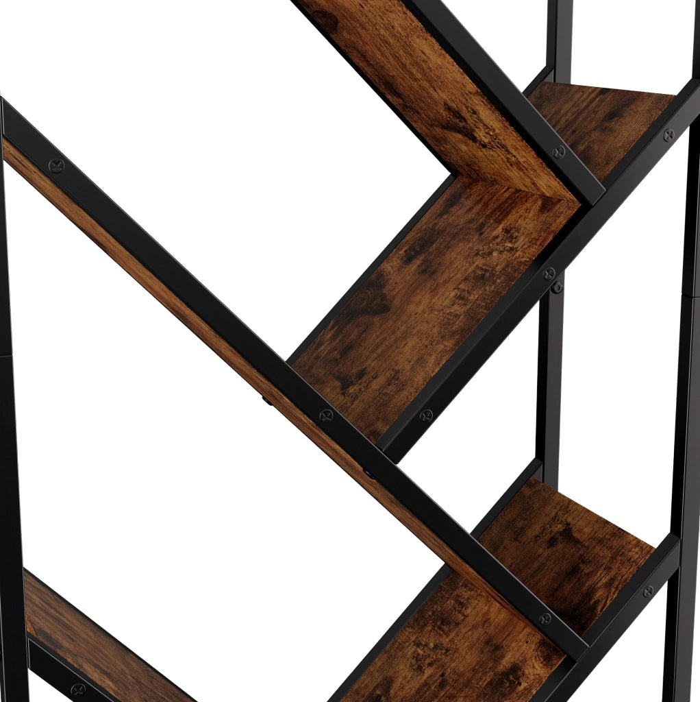 Libreria a colonna 80x35x160 cm nera e marrone - design ad albero antiribaltamento