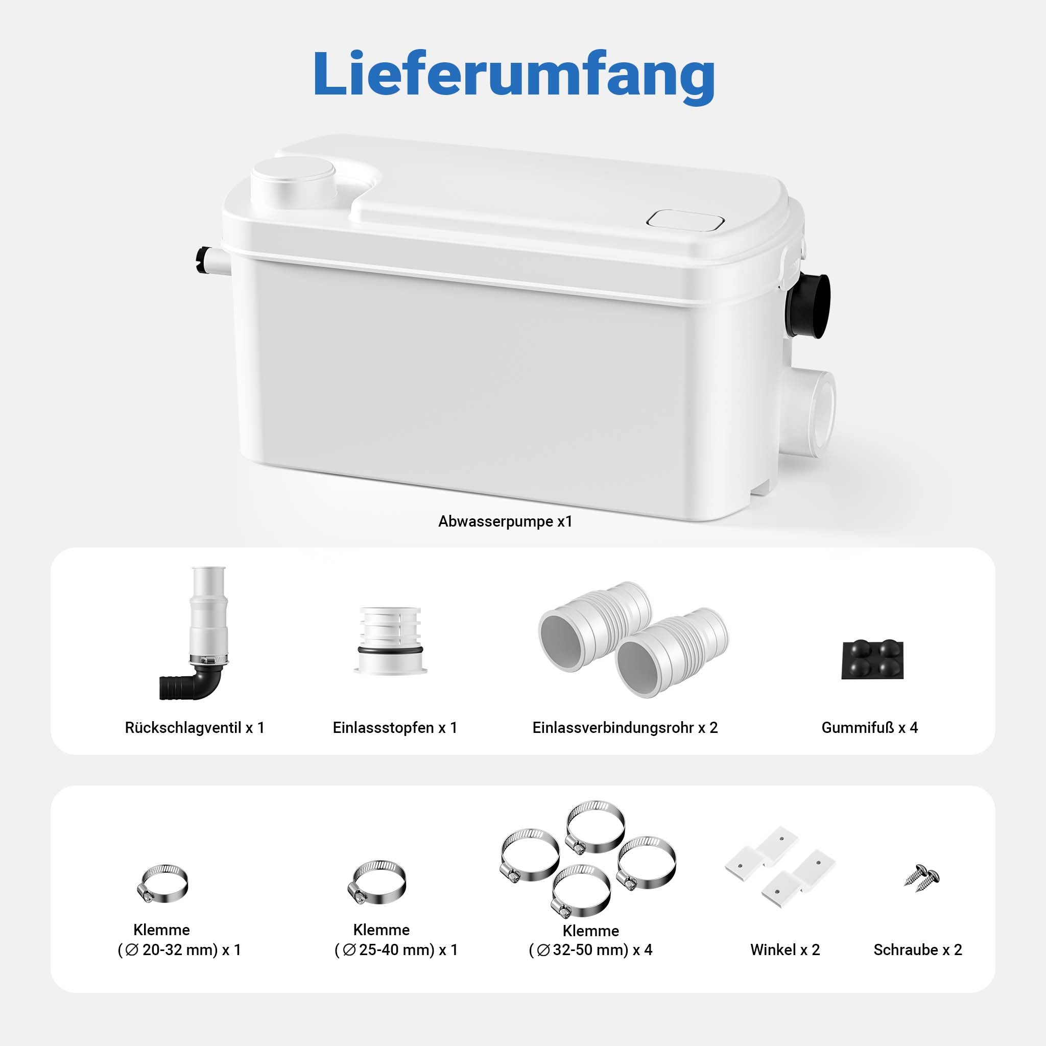 Stazione di sollevamento 3/1 250W con 3 ingressi per doccia, lavabo