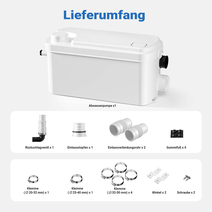 Stazione di sollevamento 3/1 250W con 3 ingressi per doccia, lavabo