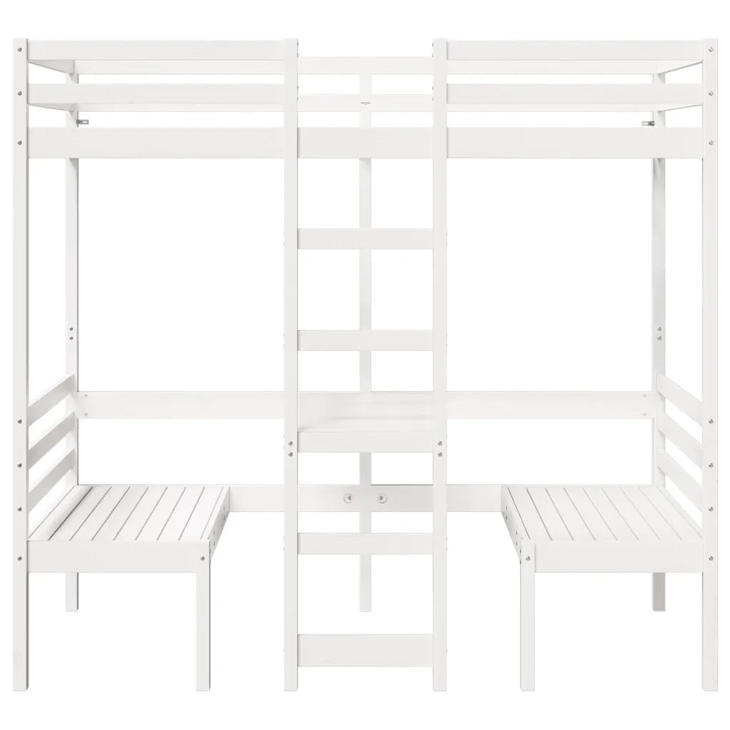 Giroletto Soppalco con Scrivania e Sedie Bianco 75x190cm Pino