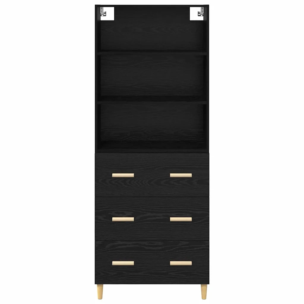 Credenza Rovere Nero 69,5 x 32,5 x 180 cm Legno multistrato