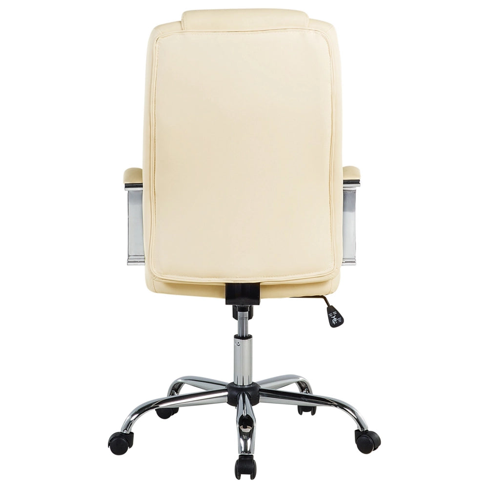 Sedia da Ufficio Girevole Regolabile in Ecopelle di colore Beige Ufficio Inclinabile