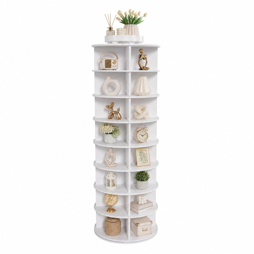Scarpiera girevole con 8 ripiani per ingresso in PVC 60×60×184 cm bianco