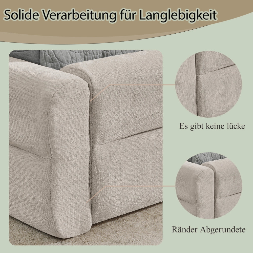 Letto Matrimoniale 160x200 cm; 2 Posti - Testiera Ergonomica; in Chenille - Beige