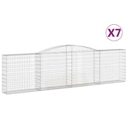 Cestini gabbioni recinzione a gabbia muro di contenimento ad arco 7 pezzi 400 x 30 x 100/120 cm ferro zincato argento 02_0041117