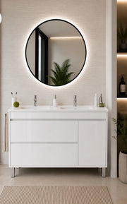 Mobile bagno con lavabo ORIGENBATH CAPRERA senza specchio 120x45 cm doppio lavabo bianco
