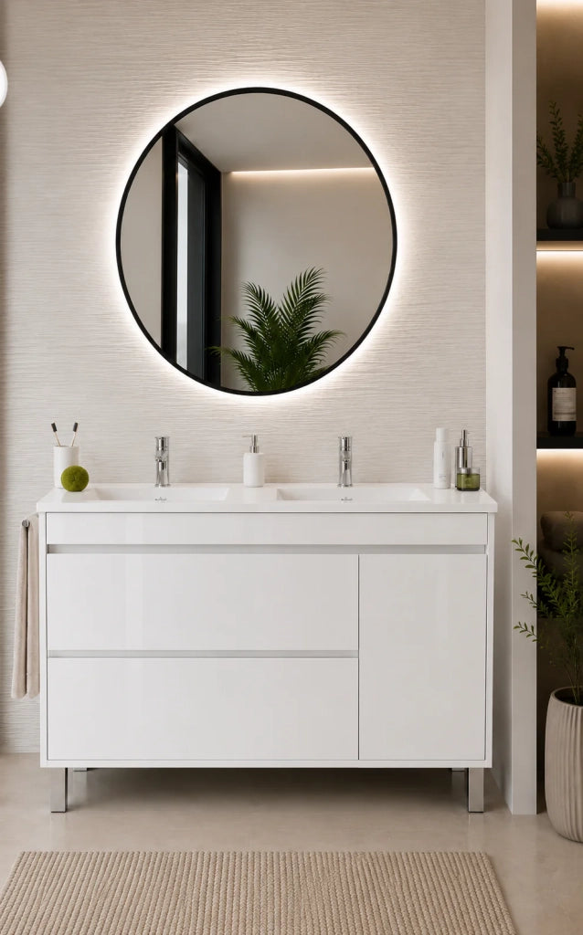 Mobile bagno con lavabo ORIGENBATH CAPRERA senza specchio 120x45 cm doppio lavabo bianco