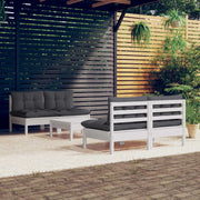 Set Divani da Giardino 5 pz con Cuscini Antracite Legno di Pino cod mxl 44363