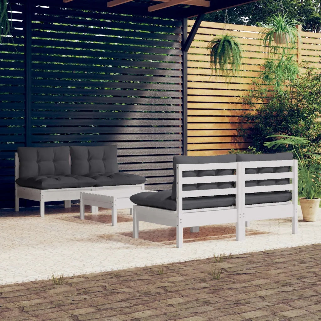 Set Divani da Giardino 5 pz con Cuscini Antracite Legno di Pino cod mxl 44363