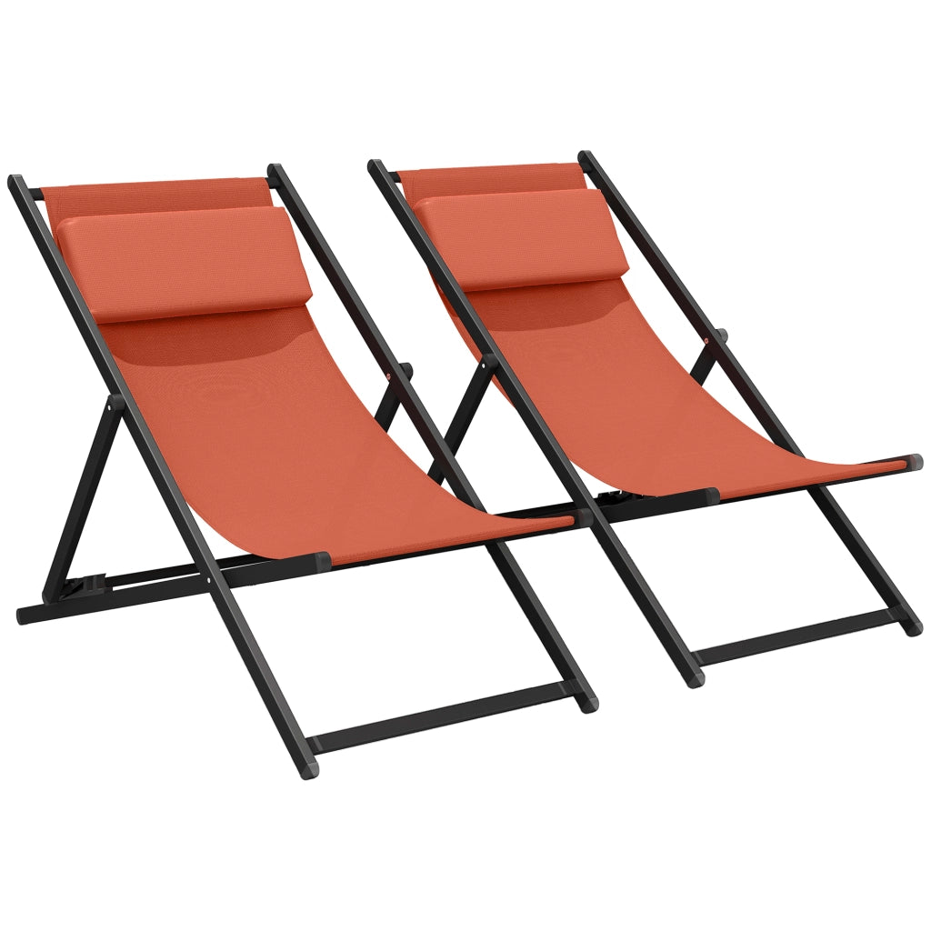 Lettino prendisole pieghevole con poggiatesta in textilene ¨C Zephmum ¨C Rosso 60x100x85 cm