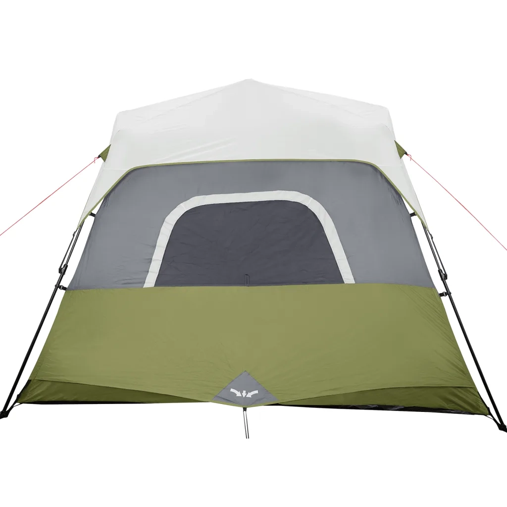 Tenda Famiglia con LED 6 Persone-Tenda da campeggio Verde Chiaro Rilascio Rapido