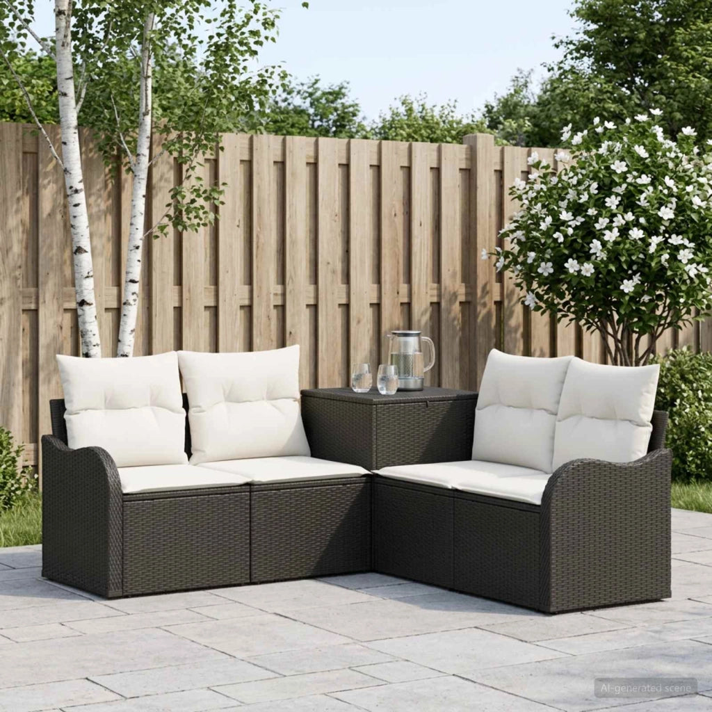 Set di divani 5 pz Nero e Bianco Crema 3447752