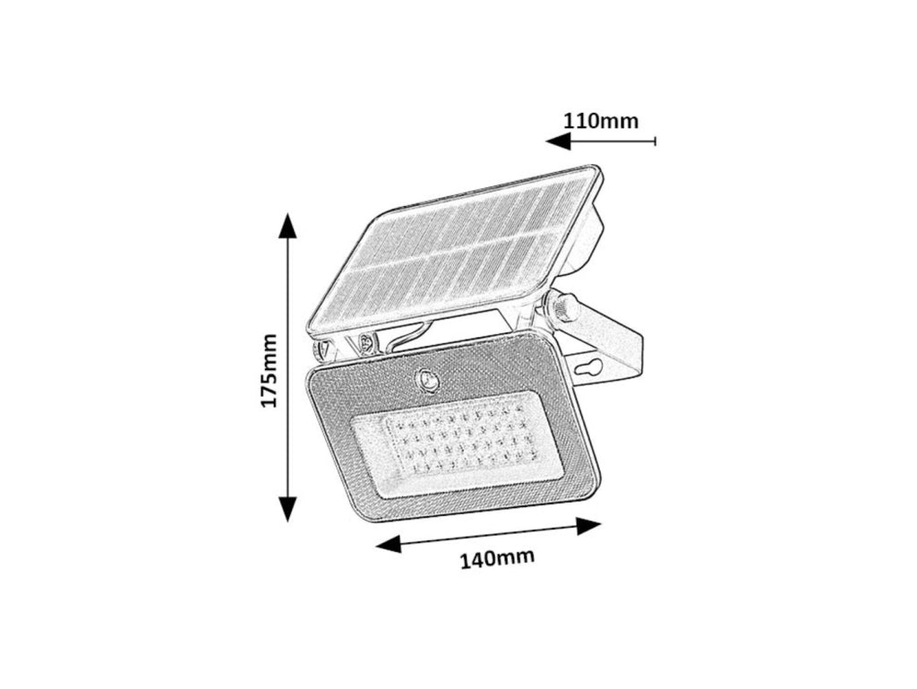 Faretto solare LED 6W PIR CCT IP65 nero Tarcal Rabalux
