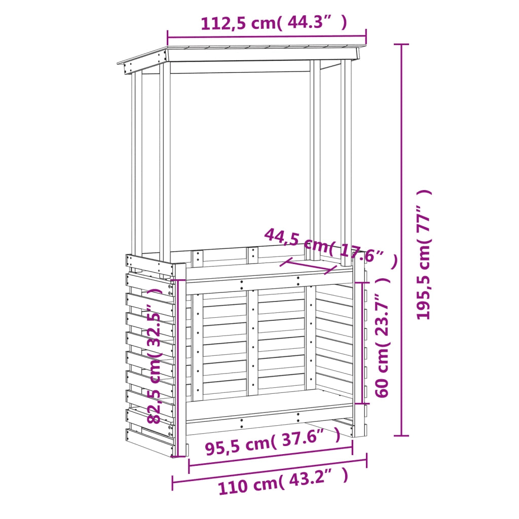 Tavolo Bar da Esterno con Tetto Marrone 112,5x57x195,5 cm Legno 844641