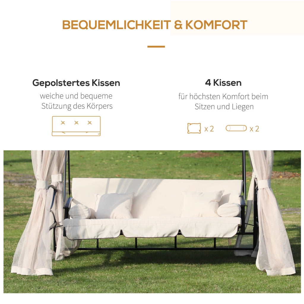Altalena Hollywood con sponde 3 posti ¨C zephmum ¨C Beige 256x172x248 cm
