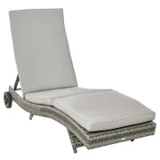 Sdraio da Giardino in Rattan PE con Schienale Regolabile e Cuscino, 207x70x70cm, Grigio