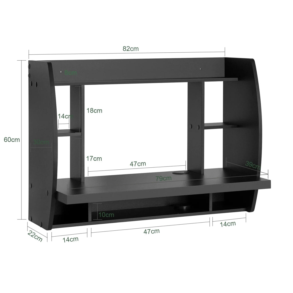 SoBuy Scrivania,Tavolo a muro porta PC,con ripiani,nero,FWT18-SCH,IT