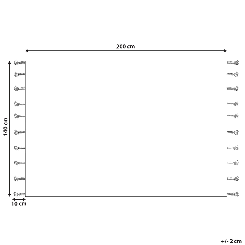 Tappeto rettangolare in cotone beige 140 x 200 cm con frange boho soggiorno camera da letto