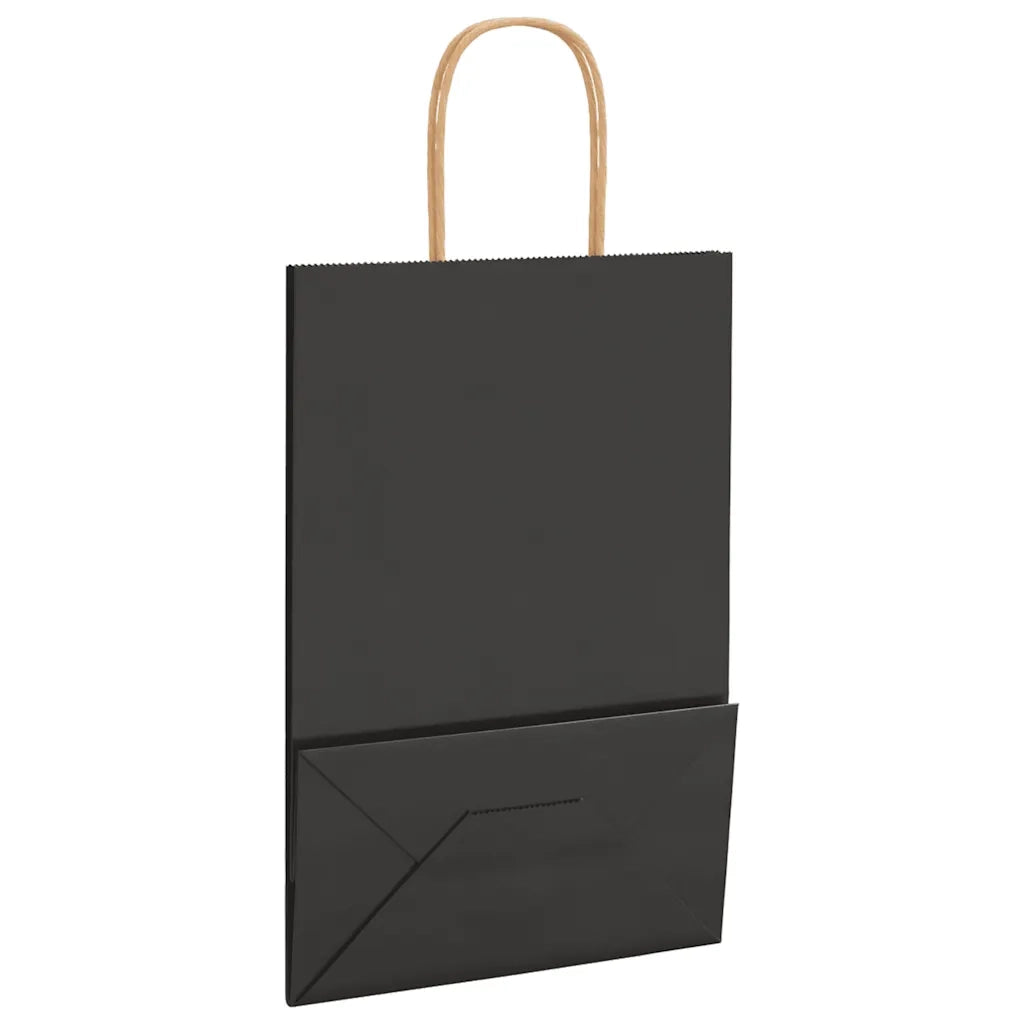 vidaXL Sacchetti di Carta 250 pz con Manici Neri 21x11x31 cm