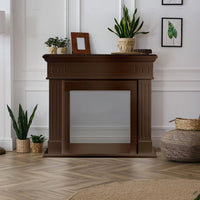 Cornice per camino rivestimento in legno L110xP36xH100 Cambridge Noce