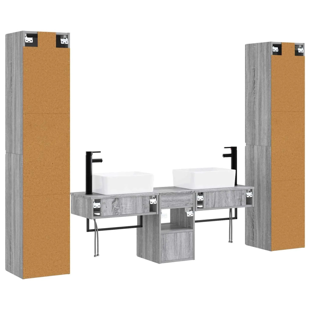Set di mobili per il bagno 5 pz Sonoma grigio 3406019