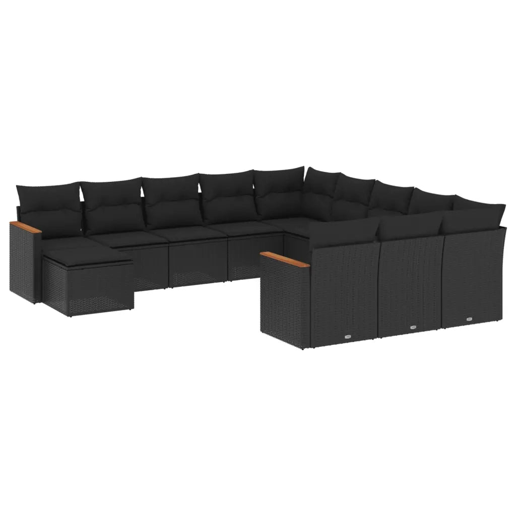 Set Divani da Giardino 12 pz con Cuscini Nero in Polyrattancod mxl 92872