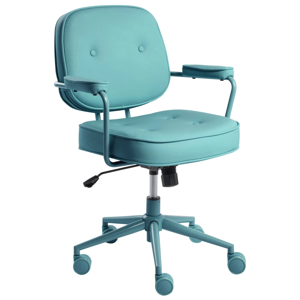 Sedia da ufficio in tessuto con rivestimento in ecopelle struttura in metallo funzione girevole reclinabile altezza regolabile verde Paramus