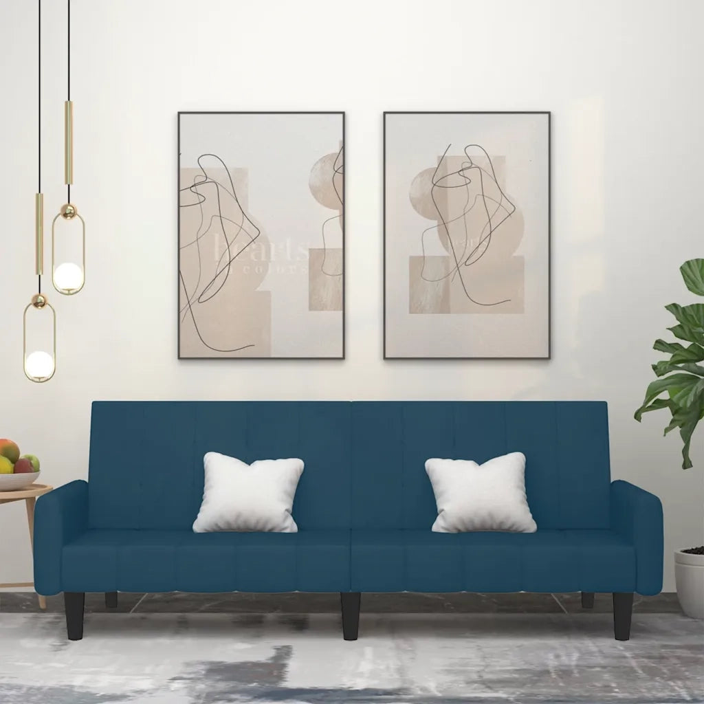 Divano Letto a 2 Posti Blu in Velluto 375773