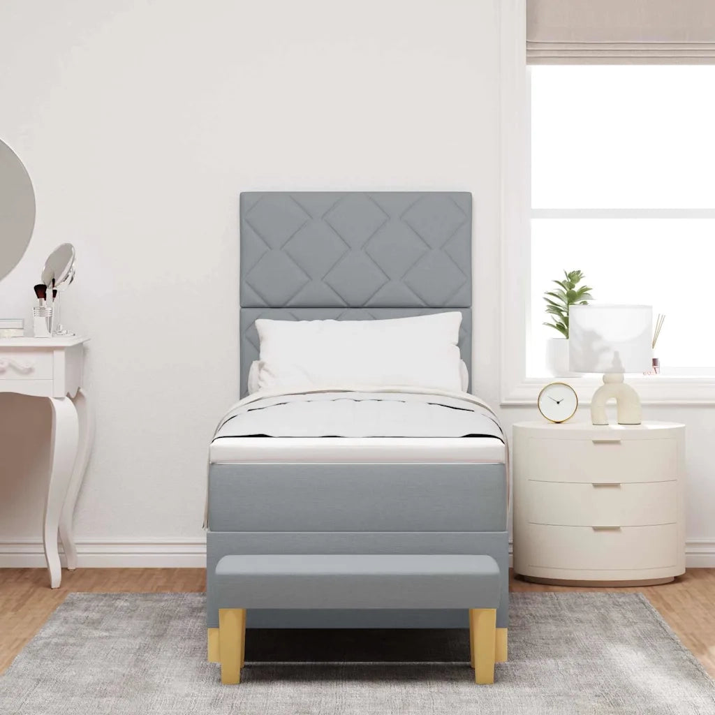 Letto a molle con materasso Grigio chiaro 80 x 200 cm Tessuto