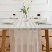 Tavolo decorativo - Chiffon bianco - Decorazione da tavola - Tulle bianco - 300 x 75 cm - Lavabile