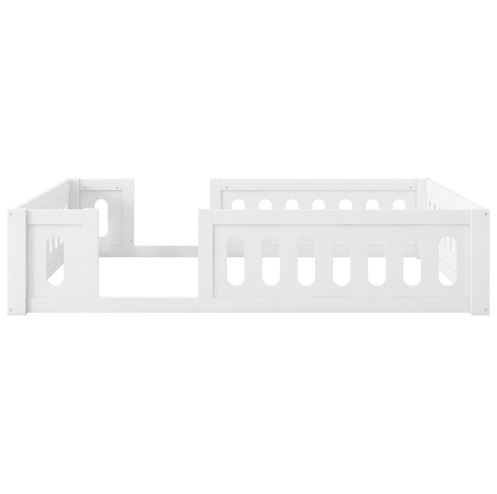 Letto a piattaforma in legno bianco 140x200 cm con sponda di sicurezza