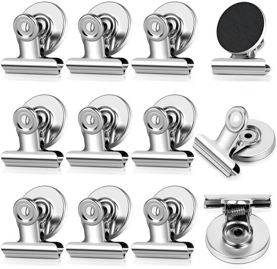 12 magneti in acciaio inossidabile con clip, clip magnetici, clip magnetici forti, piccoli magneti per frigorifero, clip magnetici in acciaio inossidabile per adesivi, foto, borse