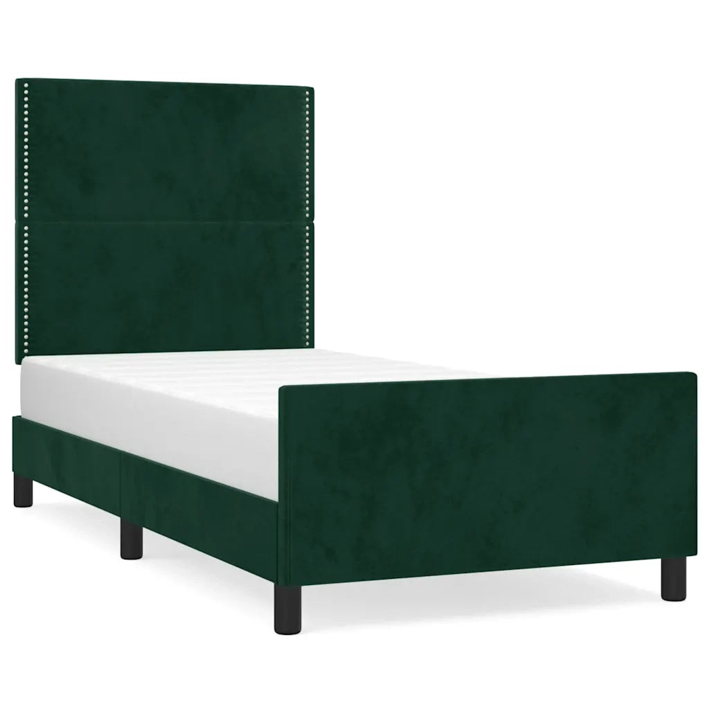 Giroletto senza Materasso Verde Scuro 90x190 cm in Velluto