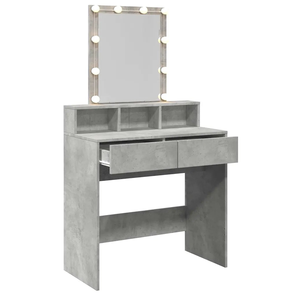 Toeletta | Tavolo da Trucco con LED Grigio Cemento 80x41x144,5 cm