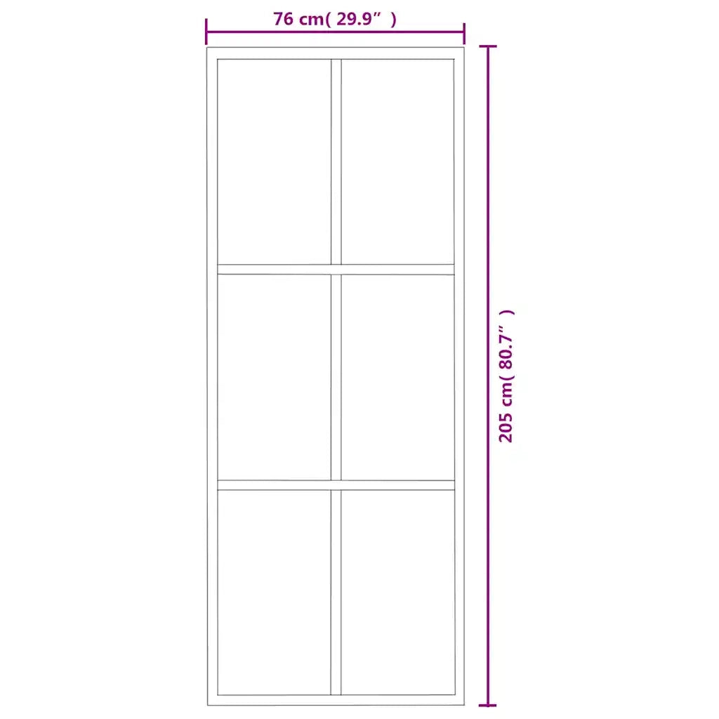 Porta Scorrevole in Vetro ESG e Alluminio 76x205 cm Nera 151011