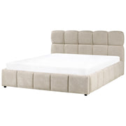 Letto matrimoniale imbottito con struttura a molle a sollevamento trapuntata 160 x 200 tortora con contenitore a molle sollevabile