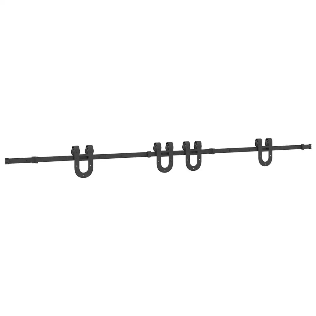 Kit di Binari per Porte Scorrevoli 366 cm Acciaio Nero 3295789