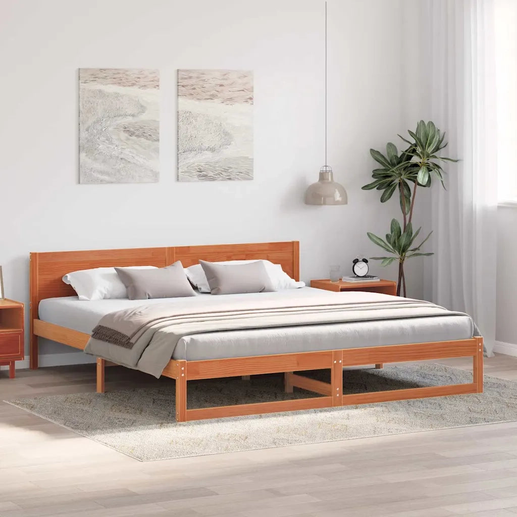Struttura del letto Marrone cerato 200 x 200 cm Pino massello 873261