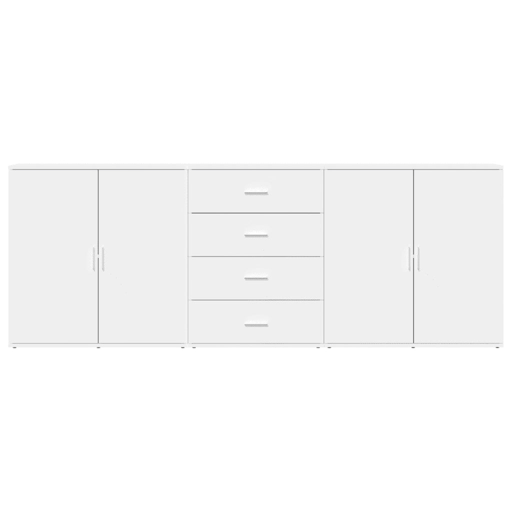 Credenze 3 pz Bianco in Legno Multistrato