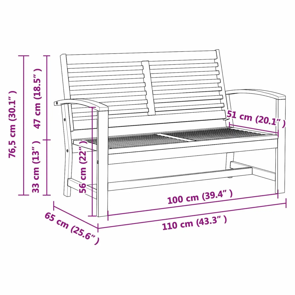Sedia da giardino-Panchina Marrone 110 x 65 x 76,5 cm Legno di teak solido
