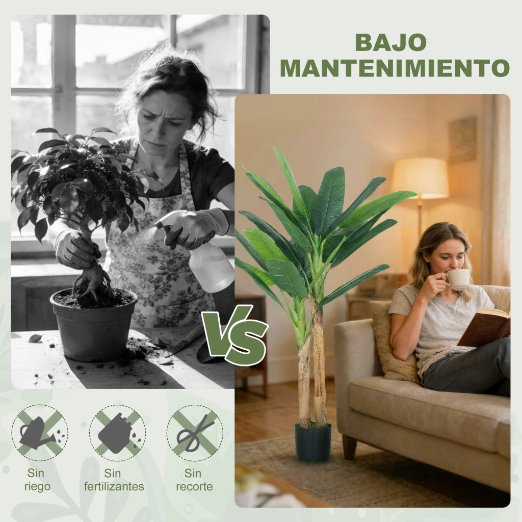 Albero di Banano Artificiale ¨C Zephmum ¨C Verde 150 cm con Vaso e Tronchi