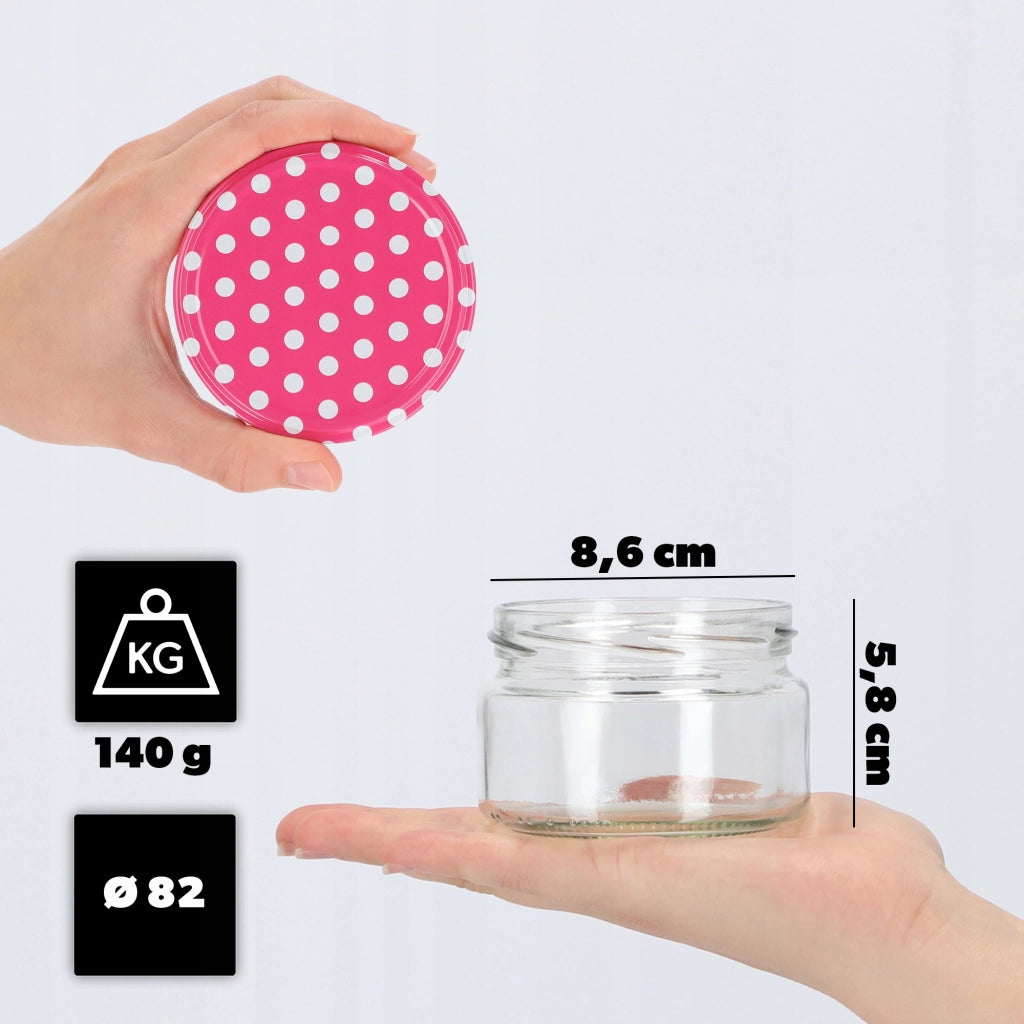 KADAX Denia barattoli per conserve 250ml 50 pezzi 82mm + coperchio "Piselli rosa"