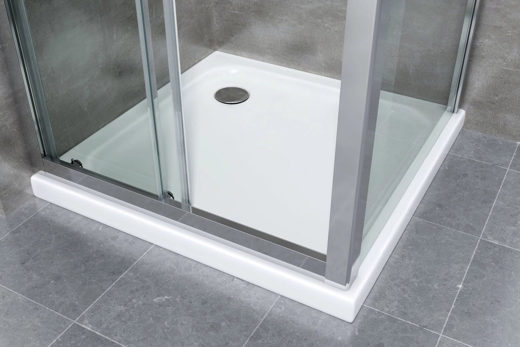 Box doccia angolare parete fissa e ANTA FISSA + PORTA scorrevole vetro 6 mm MISURA 77,5-80 ANTA FISSA + PORTA 135-140