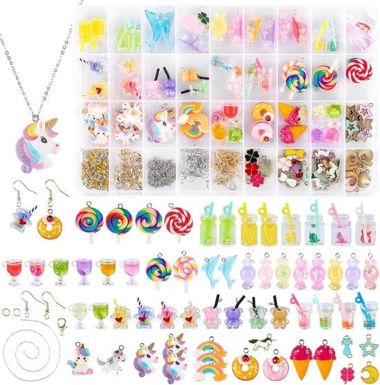 Set di accessori per realizzare collane e orecchini in bubble tea - Regalo DIY per ragazze con scatola di conservazione