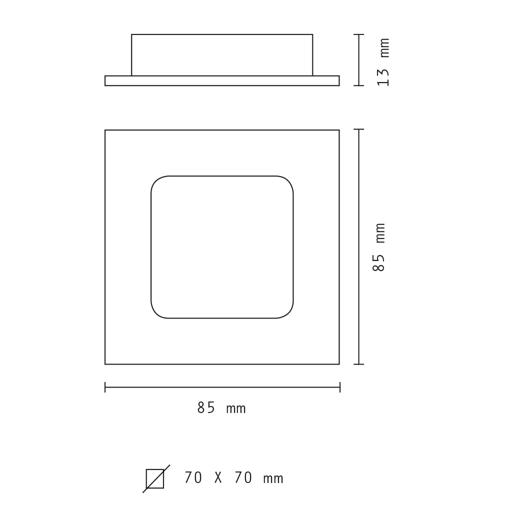 Pannello led slim da incasso quadrato 3w 4000K luce naturale