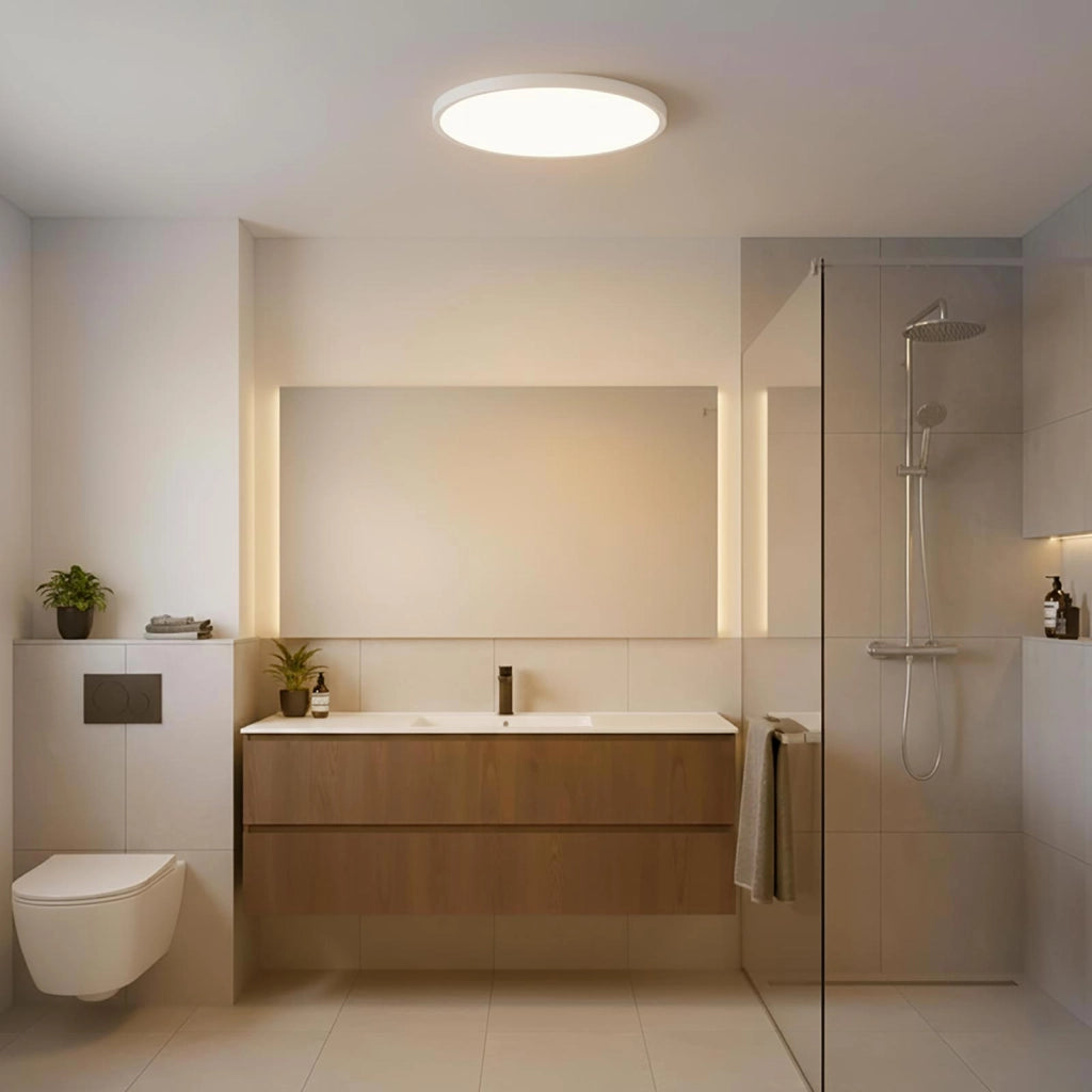 Plafoniera Design Slim LED 36W CCT IP40 Lampada Moderna Soffitto Luce Bagno Cucina Soggiorno Ufficio 48cm colore BIANCO
