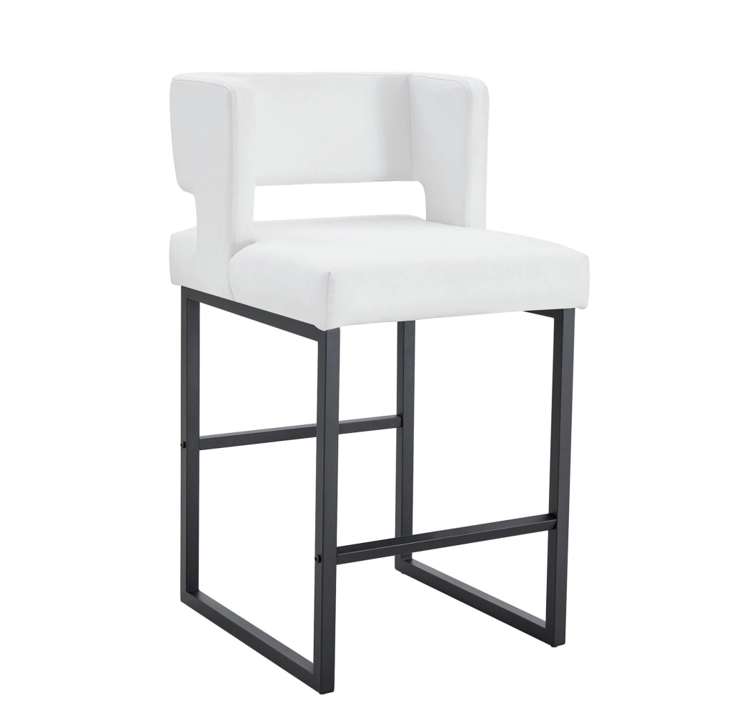 Sgabello da bar 91.4 cm con seduta imbottita; gambe in metallo; PU bianco e nero