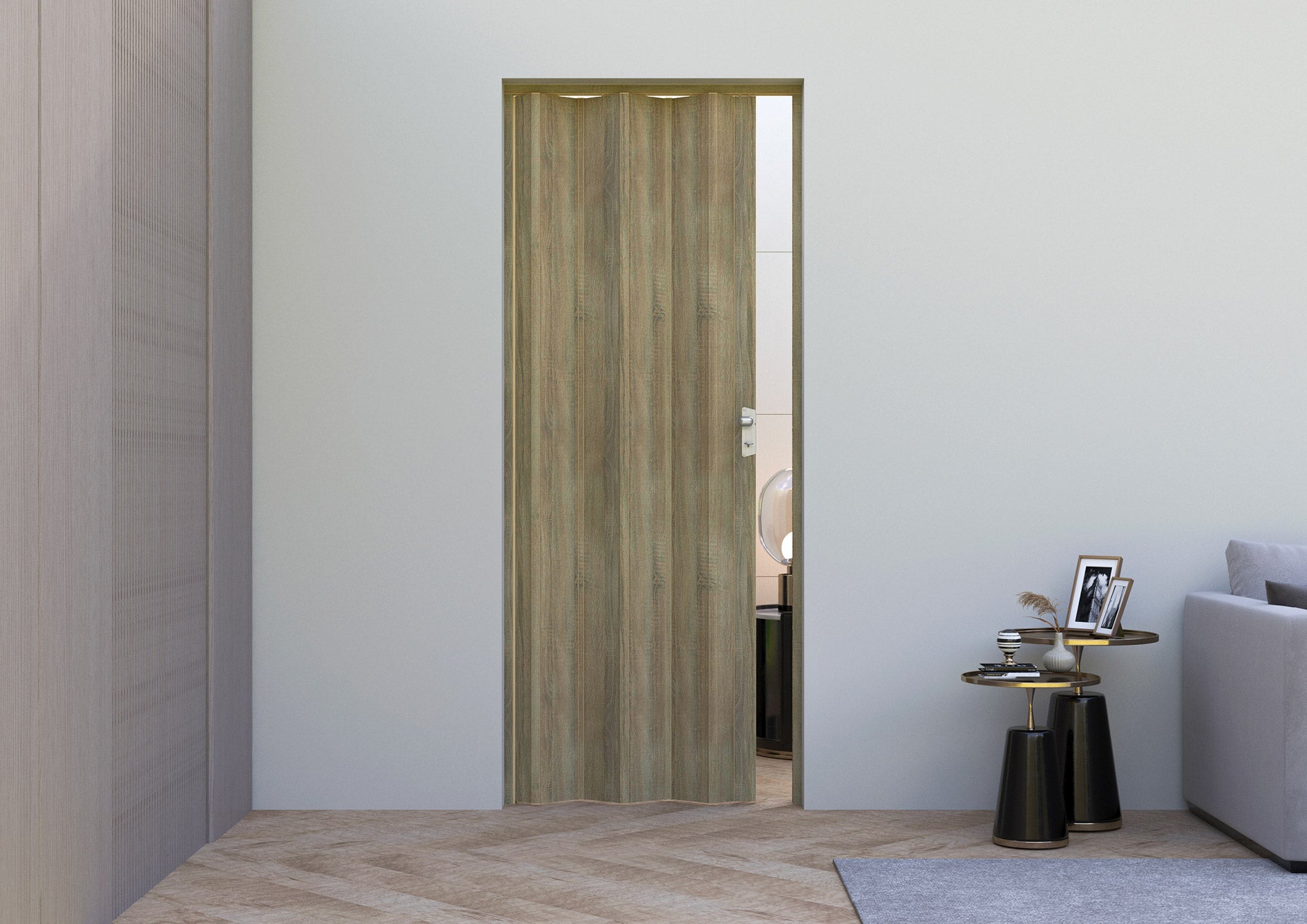 Porta a Soffietto da Interno 88,5x214 cm in PVC Florance Rovere Cognac Scuro