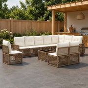 Set Divano da Giardino 11 pz Beige e Bianco Crema polyrattan 3435450